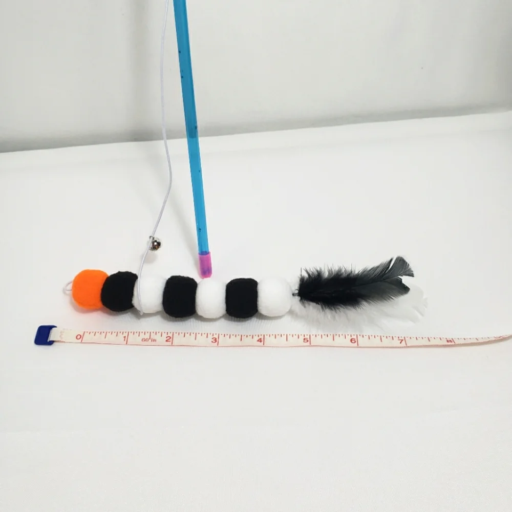 Cat Elastic Rope Pom Pom Feather Teaser Stick Small